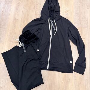 Vuori Black Zip-Up Hoodie & Jogger Set- butter soft material